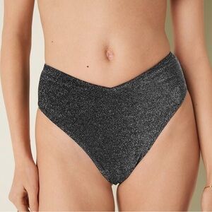 Victoria’s Secret Pink NWT black shimmer high waist cheeky bikini bottom size m